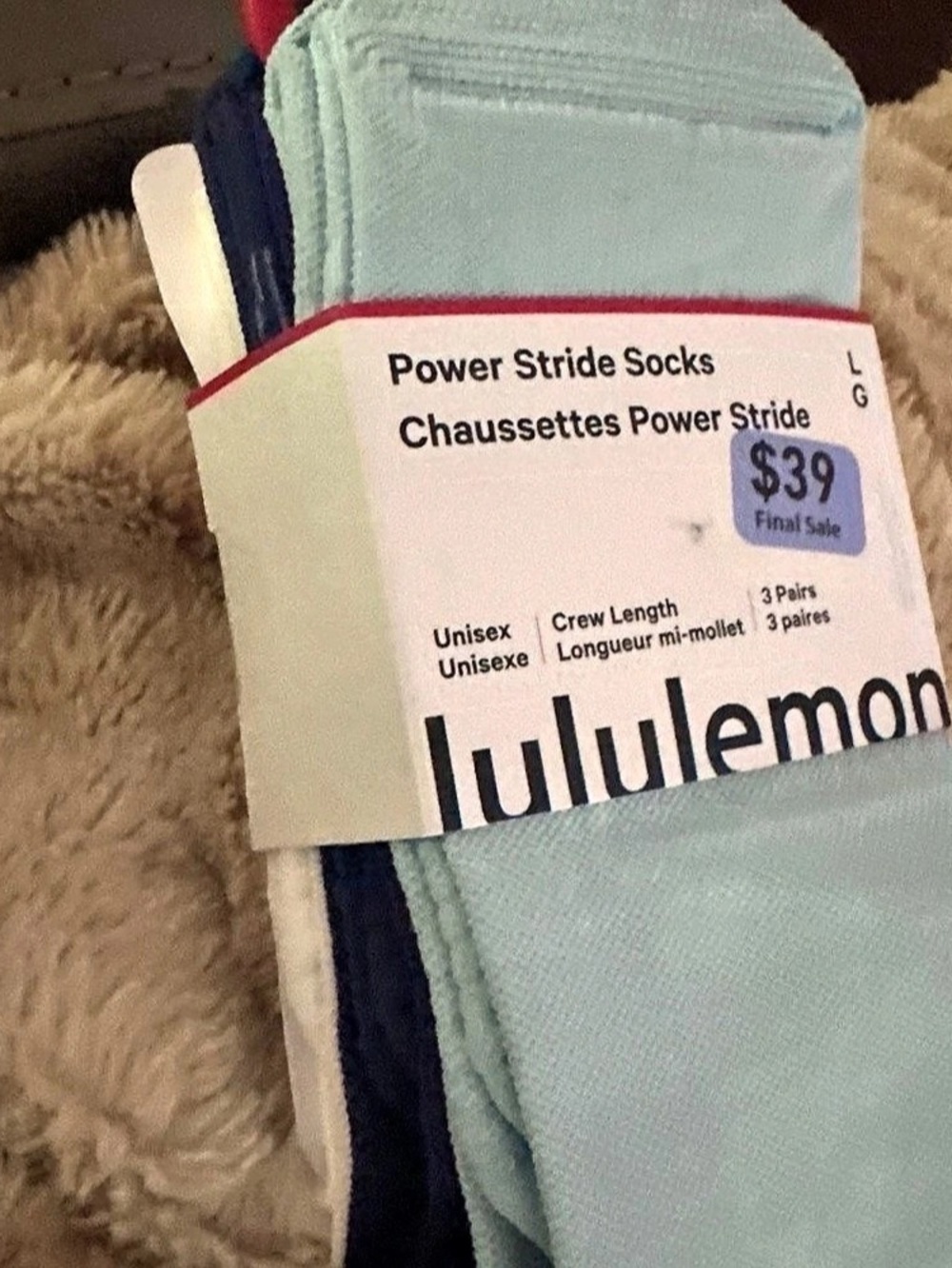 lululemon Power Stride Crew Socks *3 Pack Blue & White